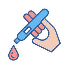 Hand Holding Medical Test Kit with Blood Drop