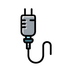 Medical IV Drip Bag Vector Icon on Black