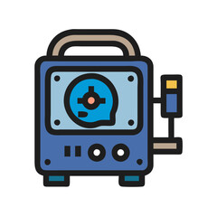 Portable ultrasound diagnostic machine, medical equipment on black background