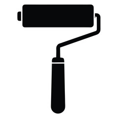 Simple Paint Roller Silhouette Vector Icon
