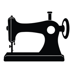 Vintage Retro Sewing Machine Silhouette Vector Icon