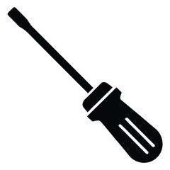 Clean Minimal Screwdriver Silhouette Vector Icon