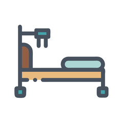 Hospital Bed Icon Illustration for Medical Care