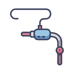 Cartoon illustration of dental water jet, dental hygiene