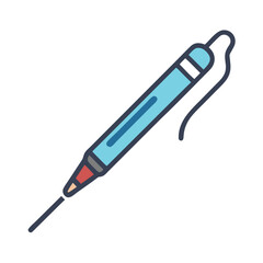 Stylized Blue Pen Icon on Black Background