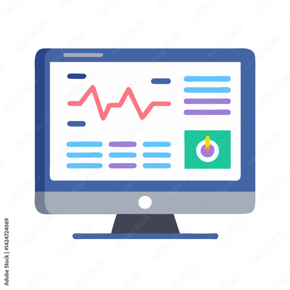 Poster monitor with data visualization and control interface illustration