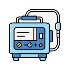 Medical Equipment Illustration: Ventilator Machine on Isolated Black Background