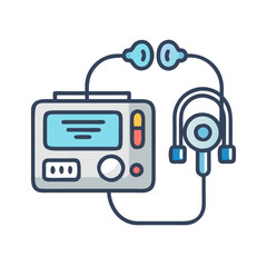 Heart diagnostic system device icon with stethoscope included