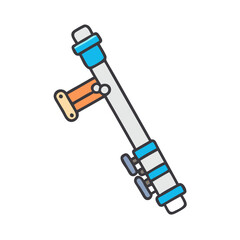 Cartoon illustration of a multi-function tactical crowbar tool