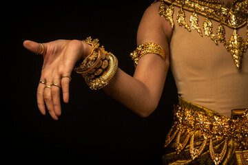 close detail of Khmer apsara  performer of traditional dance in cambodia