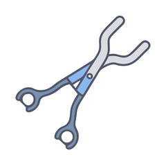 Surgical Instrument: Forceps Illustration on Black Background, Simple Style