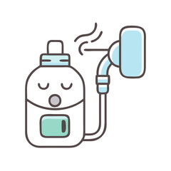 Illustration of a cute, stylized nebulizer on black backdrop
