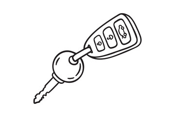car key icon doodle hand drawn. Outline line drawing clipart symbol