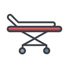 Hospital stretcher icon, medical gurney vector on black