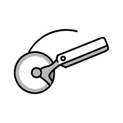 Monochrome Pizza Cutter Illustration on a Black Background