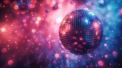 Fototapeta premium Sparkling Disco Ball A Night of Celebration, Dance, and Entertainment Under Colourful Lights