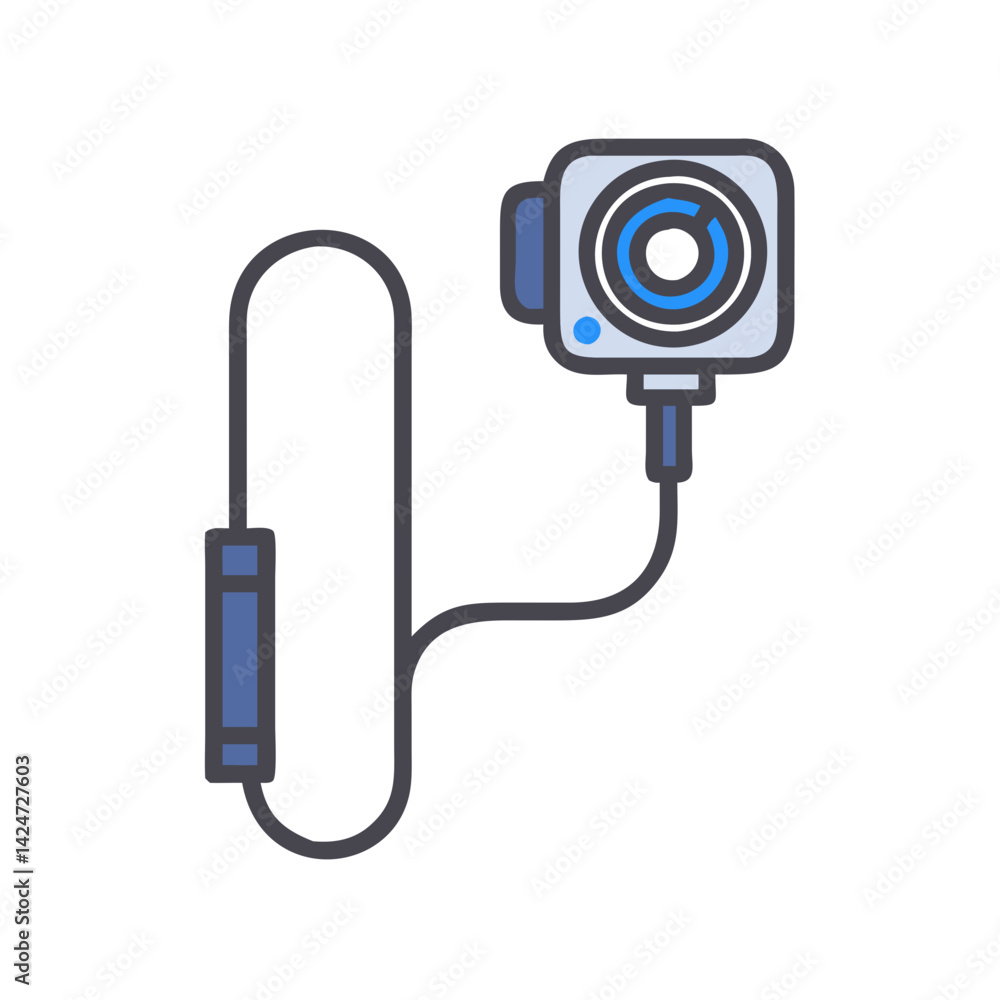 Poster action camera vector icon isolated on black background