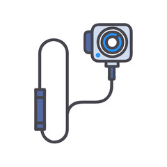 Action camera vector icon isolated on black background