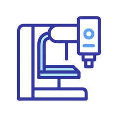 Blue industrial press machine isolated on black background