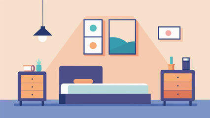 A bedroom with just a mattress on the floor a small dresser and one piece of art on the wall promoting the idea of living with less material.