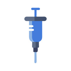Blue Syringe Medical Illustration Injection on Black Background