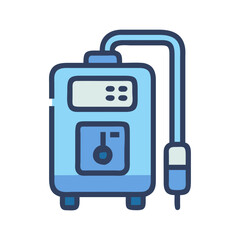 Illustration of a blue and cream dialysis machine