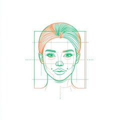 Fototapeta premium The silhouette of a human head is illustrated creatively using geometric shapes