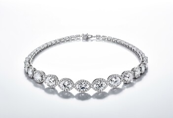 Obraz premium A diamond tennis bracelet on a white background.
