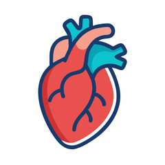 Anatomical heart diagram illustration on dark background for health