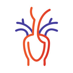 Stylized Human Heart Vessels Anatomy Illustration on Black