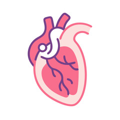 Obraz premium Heart Cartoon Illustration in Pink, Purple, and Black