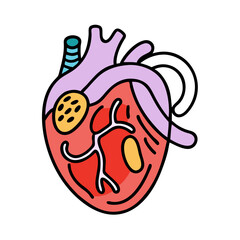 Colorful human heart illustration on black background for design
