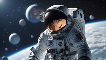 Astronaut journeying through the vastness of space