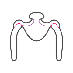 Simplified shoulder and arm bone illustration on black