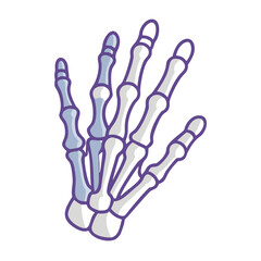 Cartoon Hand Skeleton Illustration against Black Background Design