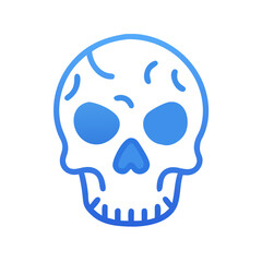 Stylized Blue Skull Illustration on Black Background