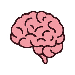 Pink Brain Illustration on Black Background for Medical Designs