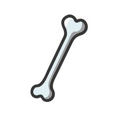 Cartoon bone on a black background, simple illustration