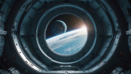 Breathtaking view from a spaceship over planet masr