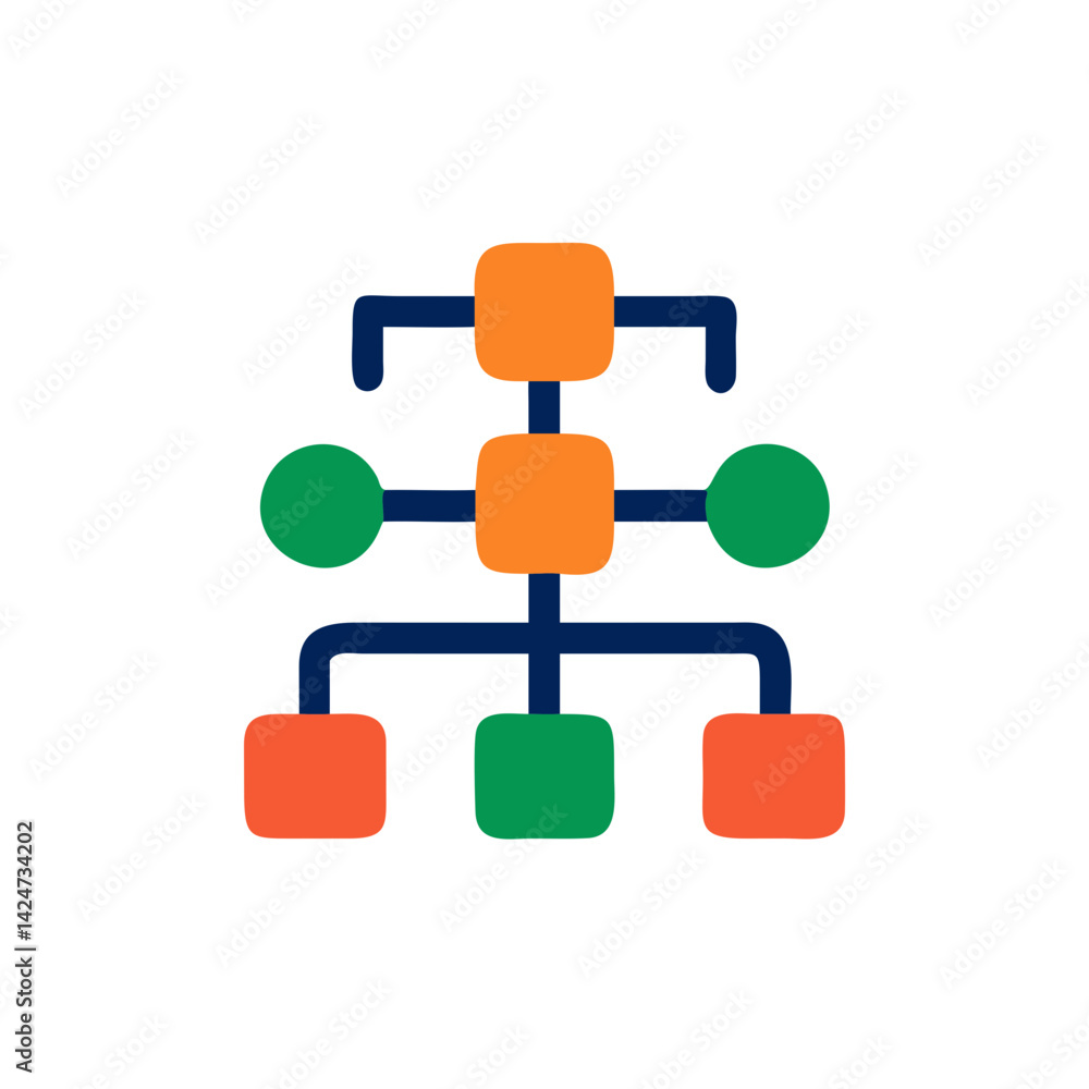Poster colorful skill tree icon representing progression and abilities in gaming environments