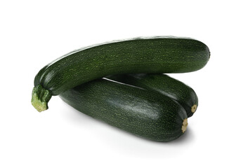 Fresh green zucchini on white background