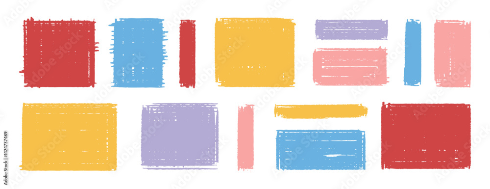 Poster rectangular texture shapes rough edges set. graphic element borders and frames