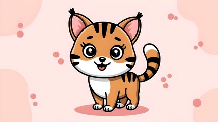 Fototapeta premium A cute cartoon cat with a happy expression