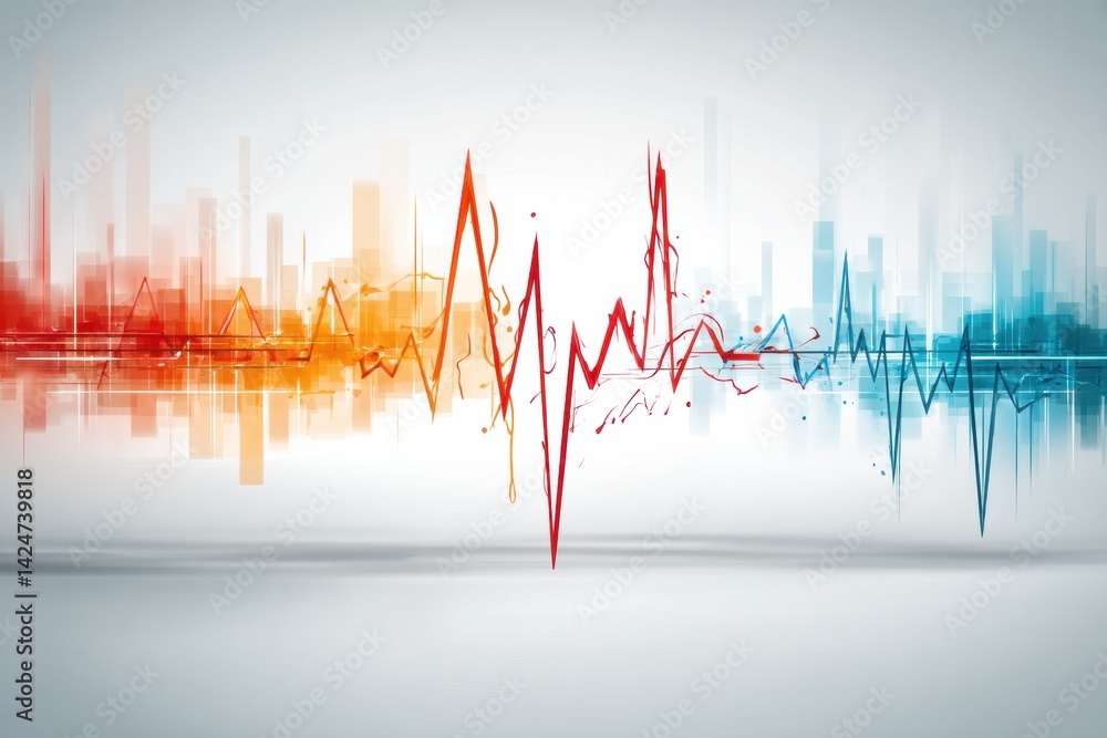 Poster heartbeat line and running path merge in abstract expression of vitality and movement during an outd