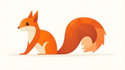 Obraz premium Cute Squirrel with Low Poly, and Autumn.