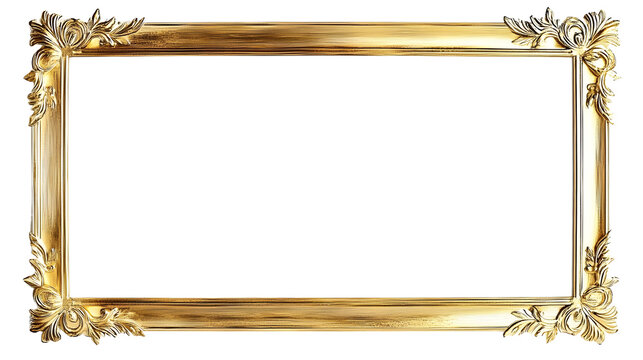 A gold framed white background with a gold border