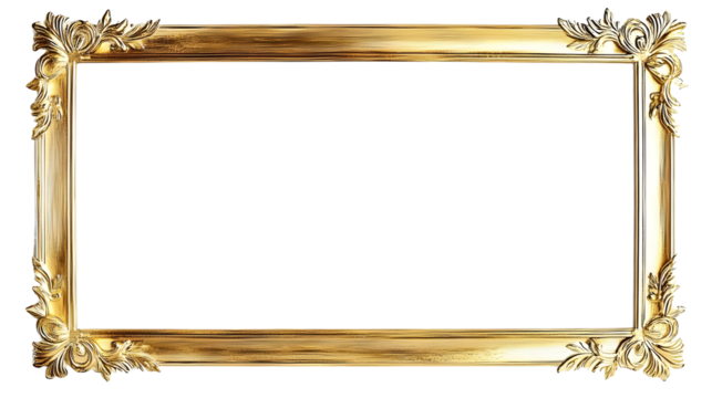 A gold framed white background with a gold border