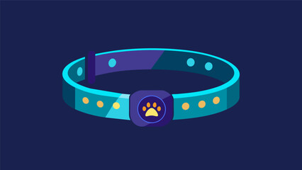A sleek and stylish LED collar with a pattern that can be customized to display your pets name in a continuous loop.. Vector illustration