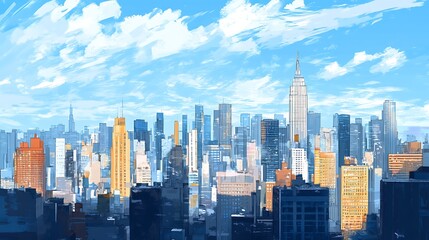 Fototapeta premium Sunny City Skyline View.