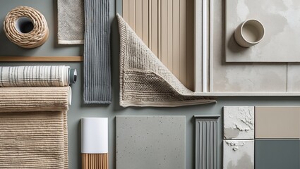 Elegant moodboard showcasing beige and grey palette